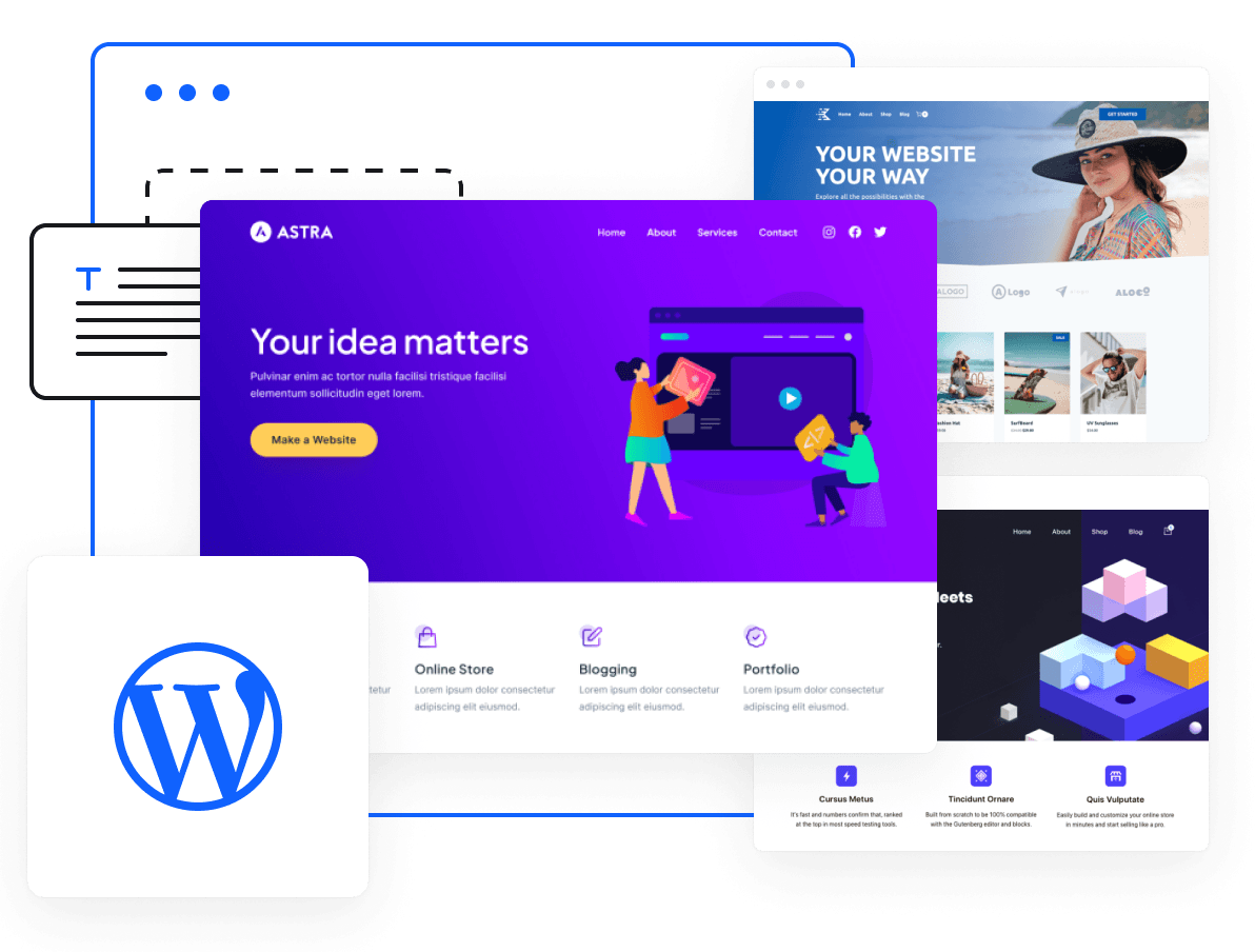 Websites and E-Commerce Design for Website Builder and WordPress - Custom WordPress and WooCommerce sites, created by Tublat web designers.